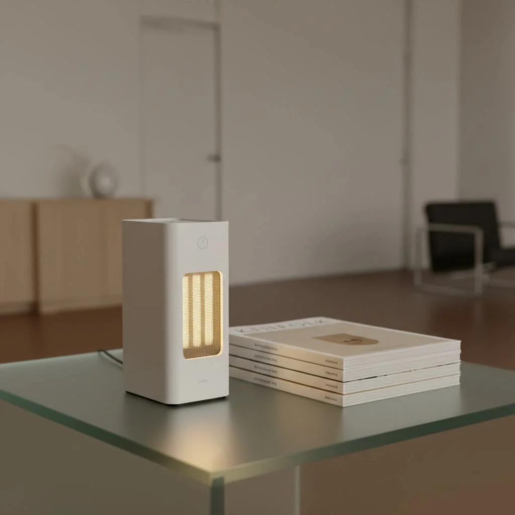 A bug zapper illuminating a dark outdoor space, attracting flying insects.